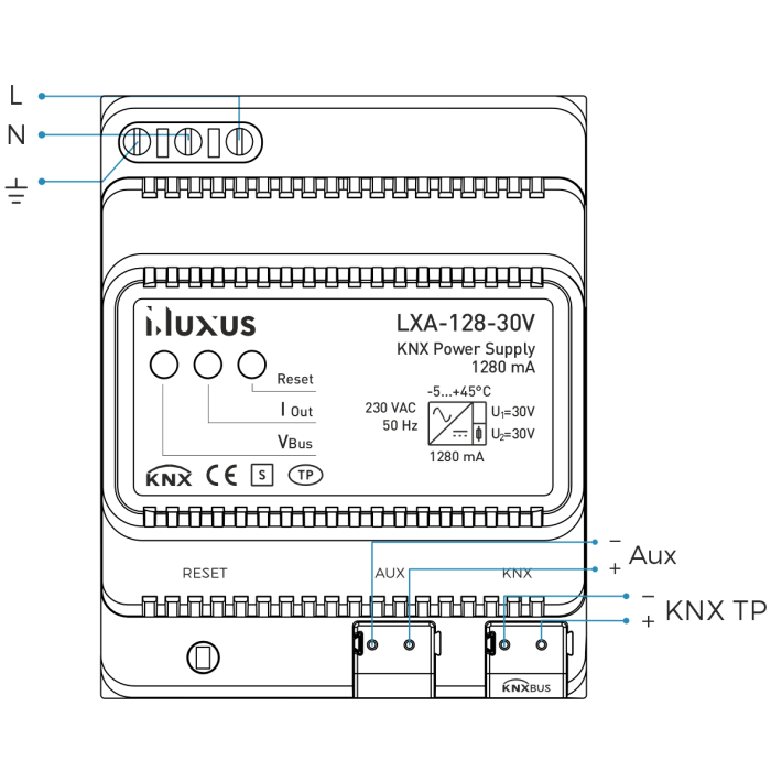 KNX POWER SUPPLY_LXA-128-30V_Connection Diagram KNX POWER SUPPLY_LXA-128-30V_Connection Diagram
